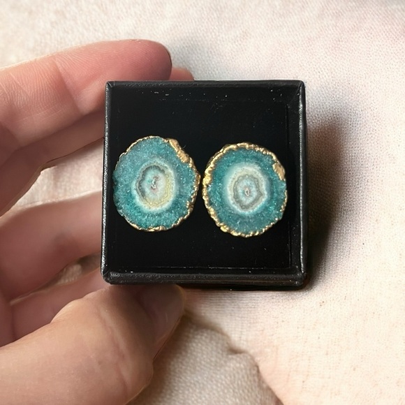 Turquoise Solar Quartz Cufflinks